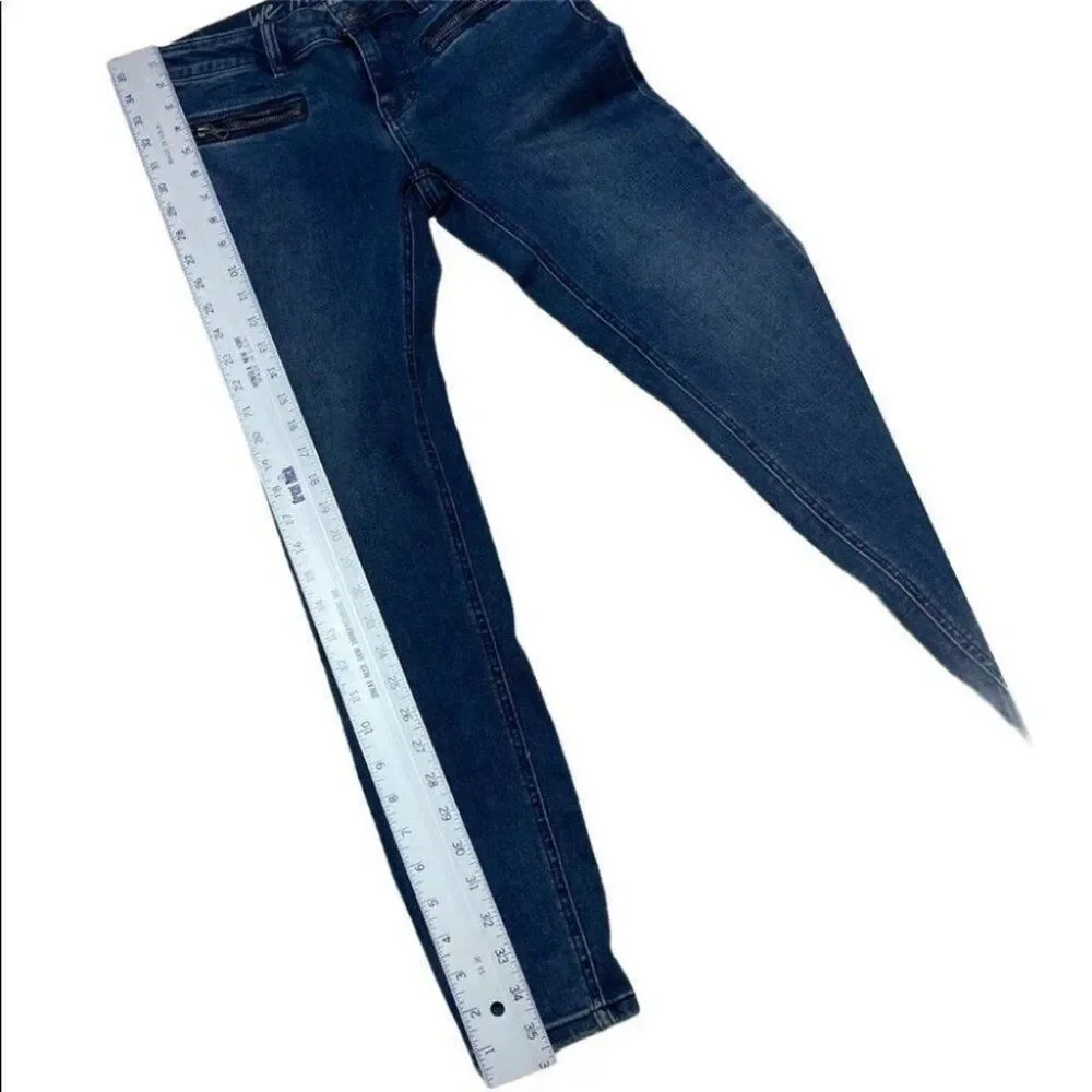 Free People We The Free Size 28 Dark Wash Skinny Jeans Zip Pockets Ankle Zips